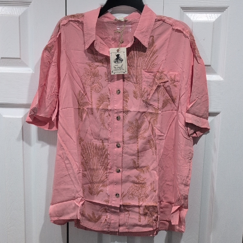 NEW Easel Hawaiian Printed Button Down